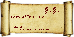 Gogolák Gyula névjegykártya